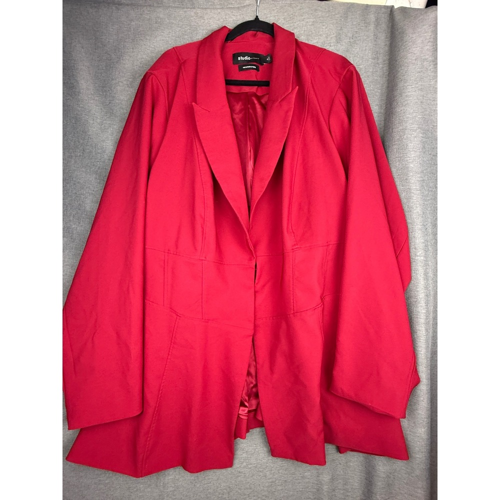 Studio by Torrid Red Open Front Blazer Jacket Plus Size 6 Notched Lapel Stretch